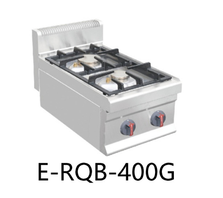 E-RQB-400G Peralatan Dapur Restoran Komersial Meja Kompor Gas Burner Ganda