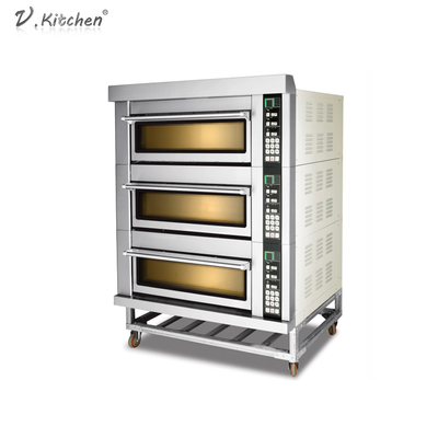 3 Dek 6 Nampan Mesin Roti Stainless Steel Oven Listrik