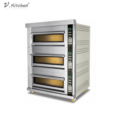 Mesin Roti Stainless Steel 180KW Triple Deck Six Plates