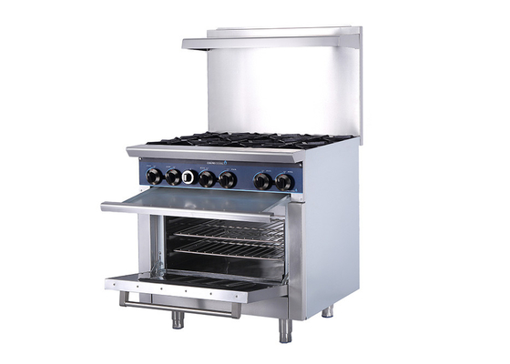 14.6 Peralatan Dapur Restoran Gkw 36-Inch 6-Open Burner Dengan Oven