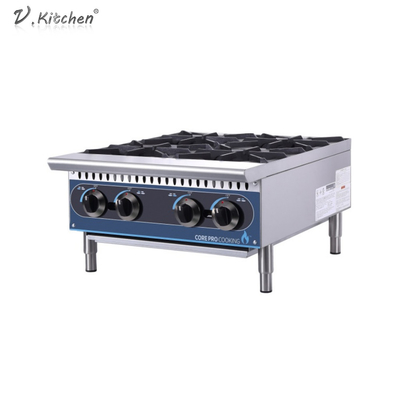Peralatan Dapur Restoran Komersial Desktop Kompor Gas 24-Inch 4 Pembakar