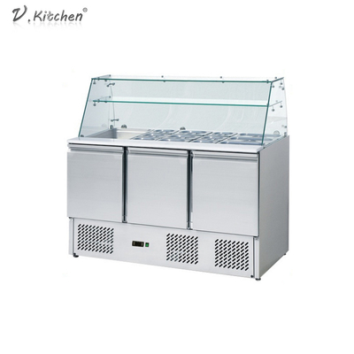 390L Peralatan Pendingin Komersial 3 Pintu Counder Chiller